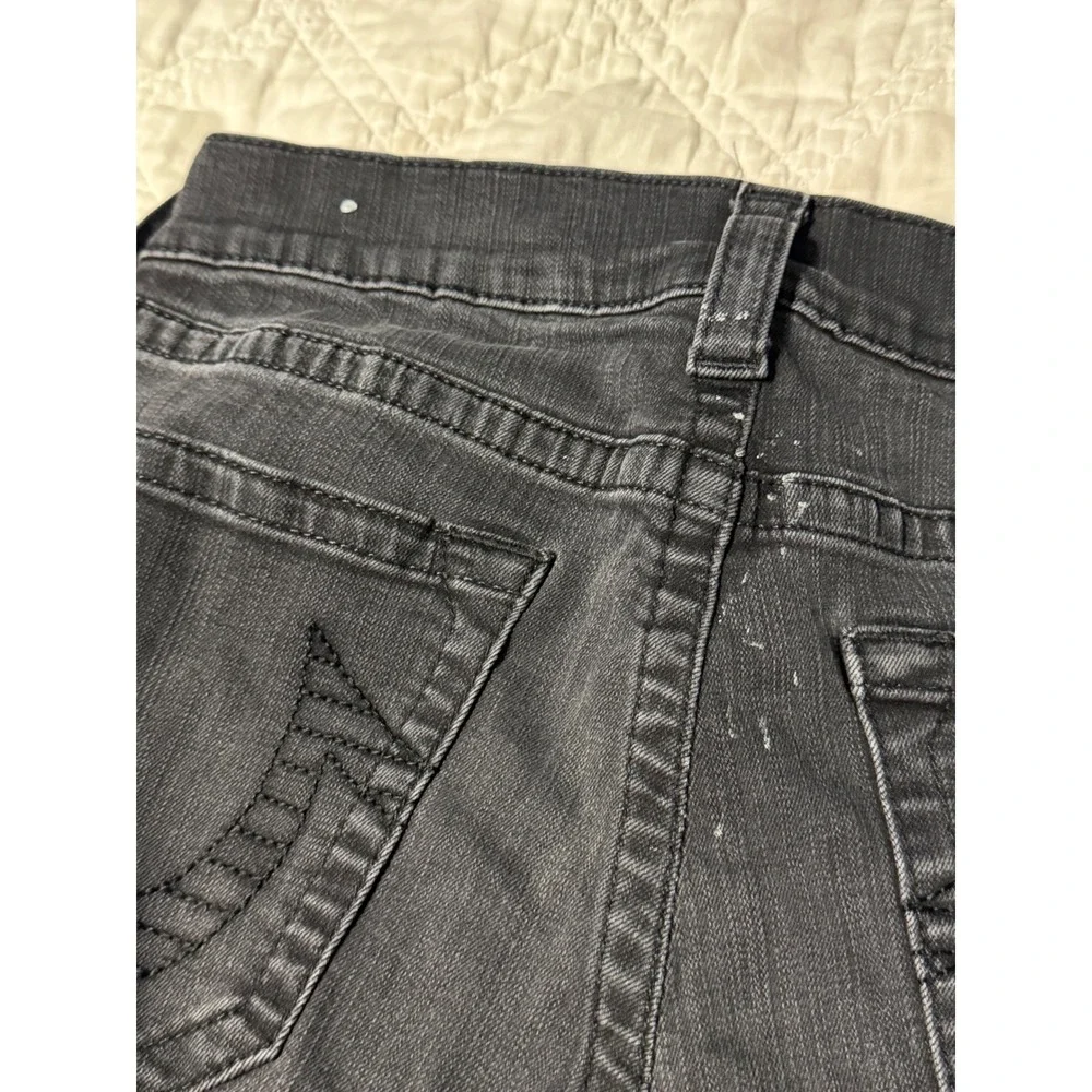 True Religion Geno Relaxed Slim Moto Jeans Charcoal Gray Size 31